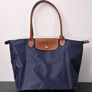 Longchamp Navy and Brown Crossbody Bag
